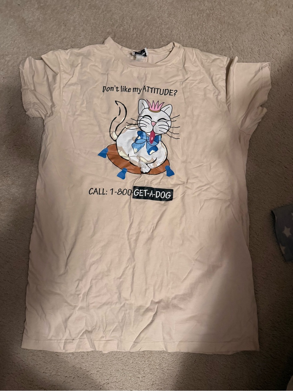 Cat Graphic Tee - Cream Cat Attitude Design